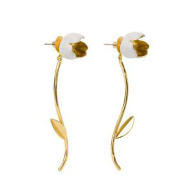 Picture of Golden Bloom Statement Earrings - White/Gold