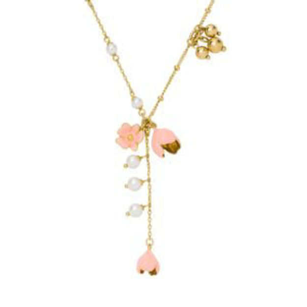 Picture of Golden Bloom Y Necklace - Pink/Gold