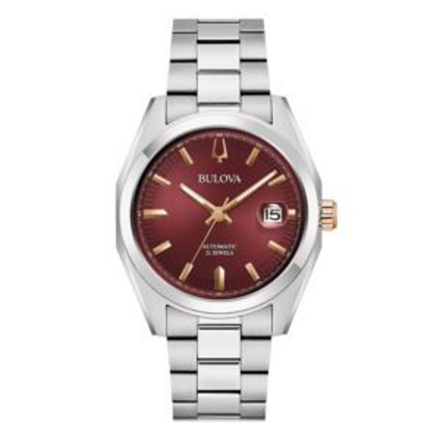 Picture of Men's Classic Surveyor Silver-Tone Stainless Steel Bracelet Watch Burgundy Dial