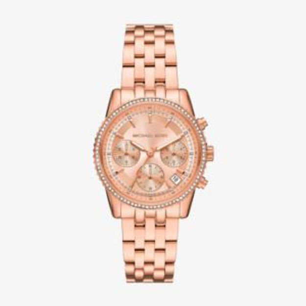 Picture of Ladies Mini Bryant Pave Rose Gold-Tone Chronograph Stainless Steel Watch RG Dial