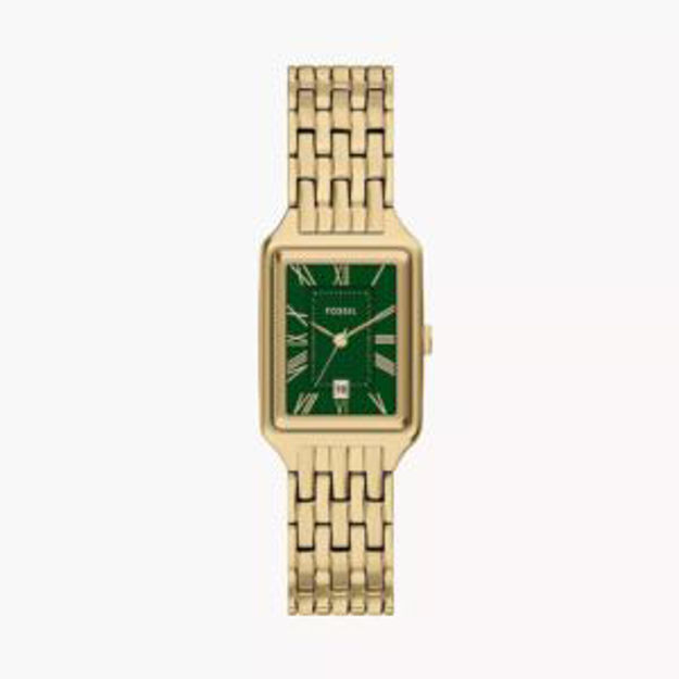 Picture of Ladies Raquel Gold-Tone Stainless Steel Rectangular Watch Green Dial