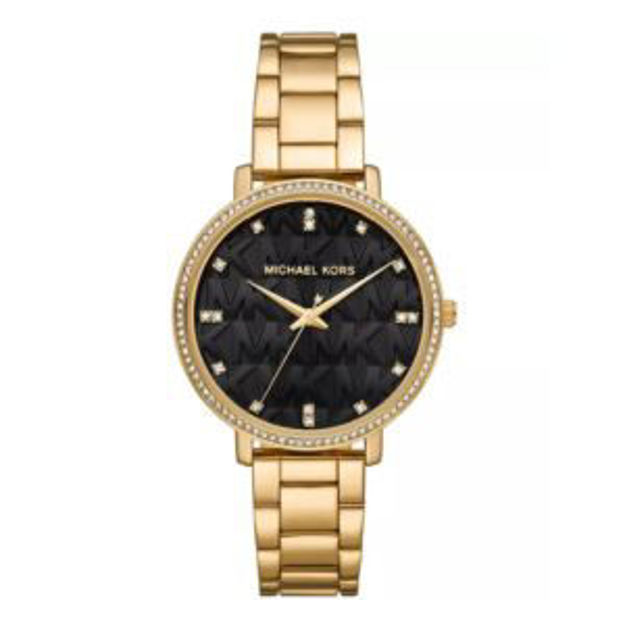 Picture of Ladies Pyper Quartz Crystal Gold-Tone Stainless Steel Watch Black Dial