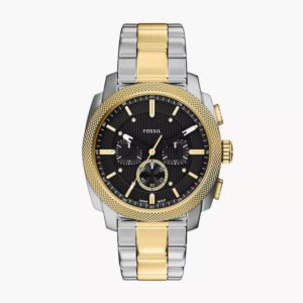 Picture of Mens Machine Chronograph Tow-Tone Stainless Steel Watch Black Dial
