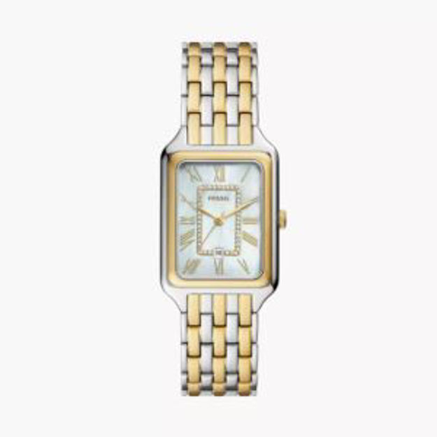 Picture of Ladies Raquel Two-Tone Stainless Steel Rectangular Watch Mother-of-Pearl Dial