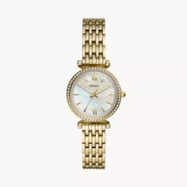 Picture of Ladies Carlie Mini Gold-Tone Stainless Steel Watch White Mother-of-Pearl Dial