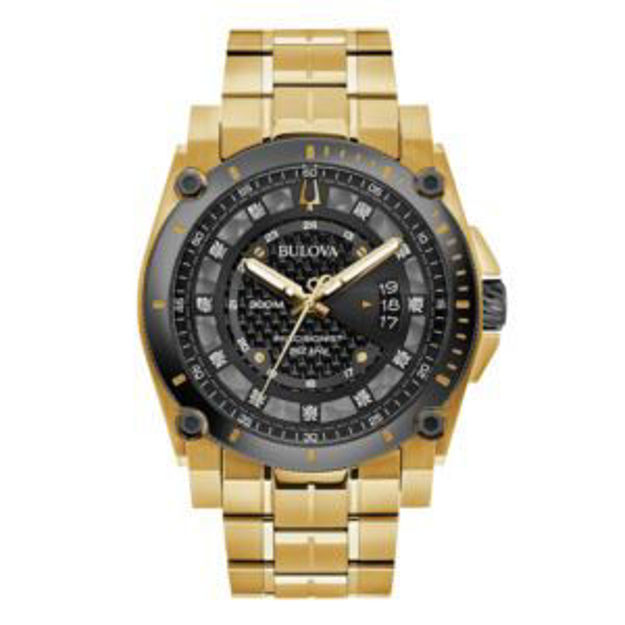 Picture of Mens Icon Precisionist Gold-Tone Stainless Steel Watch Diamond & Black Dial
