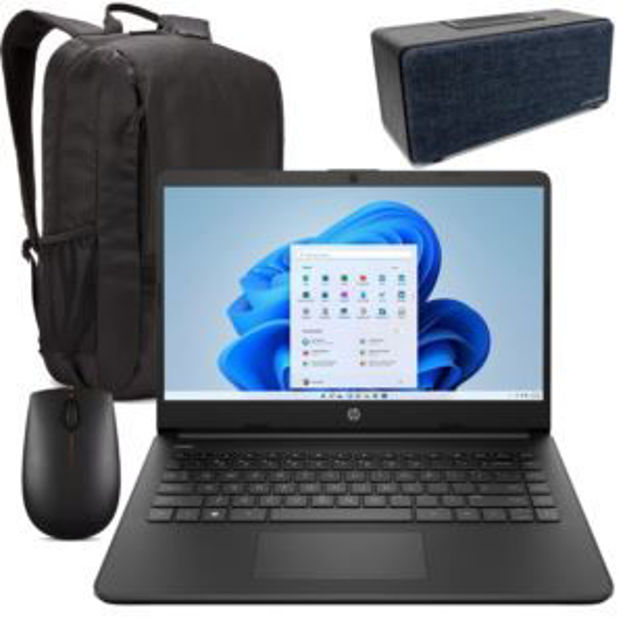 Picture of 14" Notebook with wireless mouse, backpack, and Bluetooth speaker