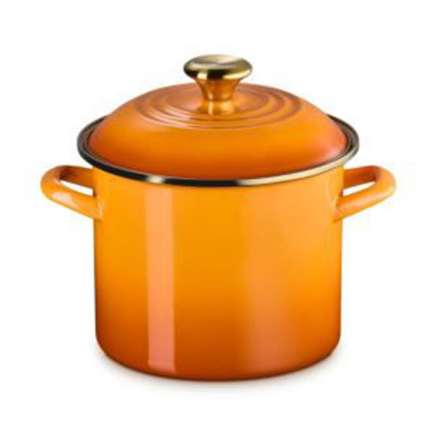 Picture of 6qt Classic Round Stockpot w/ Gold Rim Persimmon