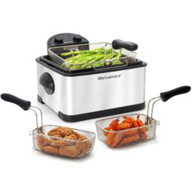 Picture of 4qt Dual Basket Deep Fryer w/ Lid Stainless Steel