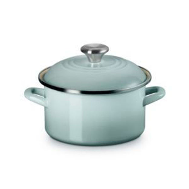 Picture of 3.8qt Enamel on Steel Covered Petite Stockpot Sea Salt