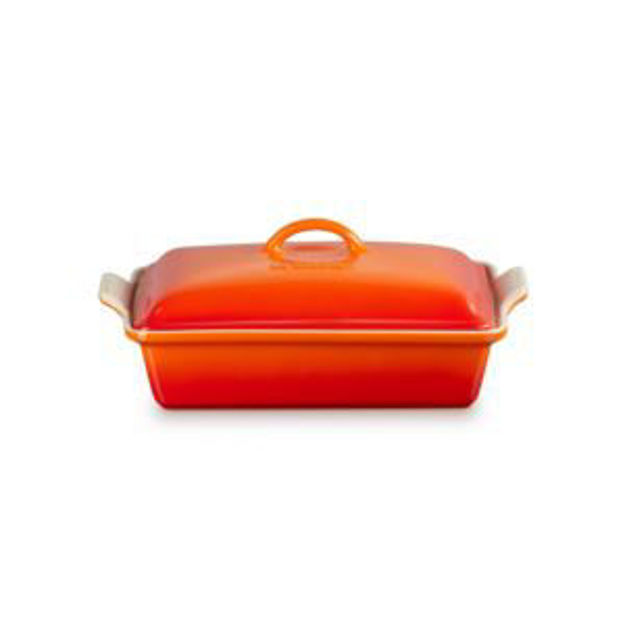 Picture of 4qt Heritage Stoneware Covered Rectangular Casserole Flame