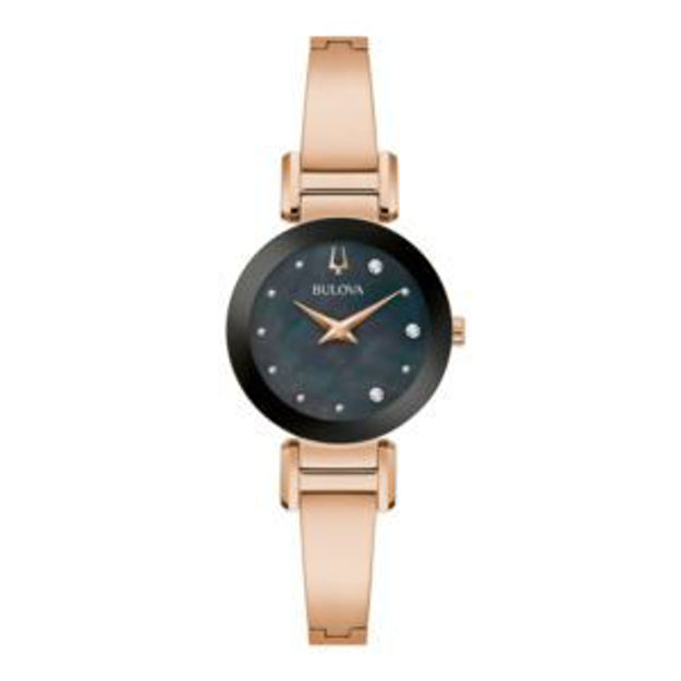 Picture of Ladies Marc Anthony Modern Stainless Steel Bangle Watch Black MOP Dial