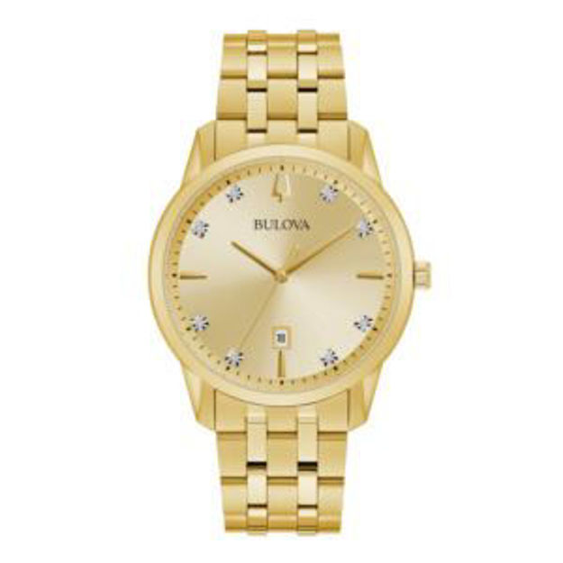 Picture of Mens Sutton Gold-Tone Stainless Steel Watch Champagne Dial
