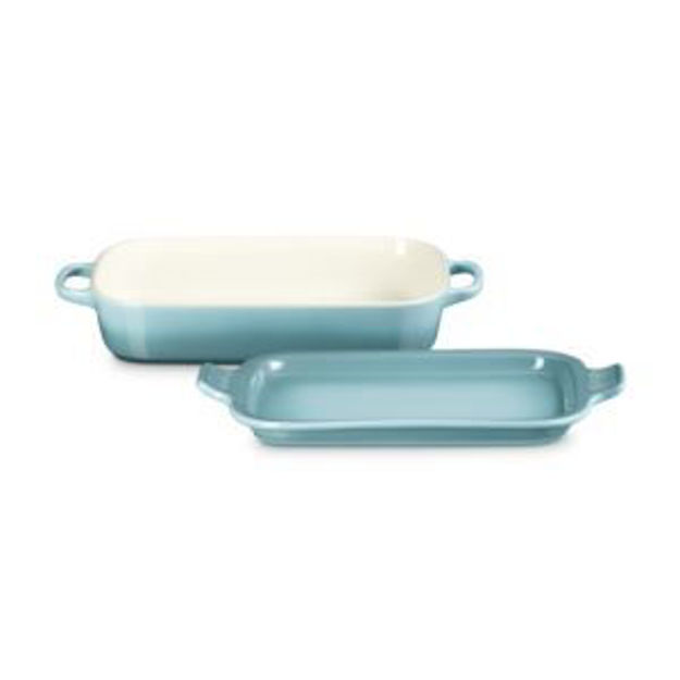 Picture of 2.75qt Stoneware Rectangular Dish w/ Platter Lid Sea Salt