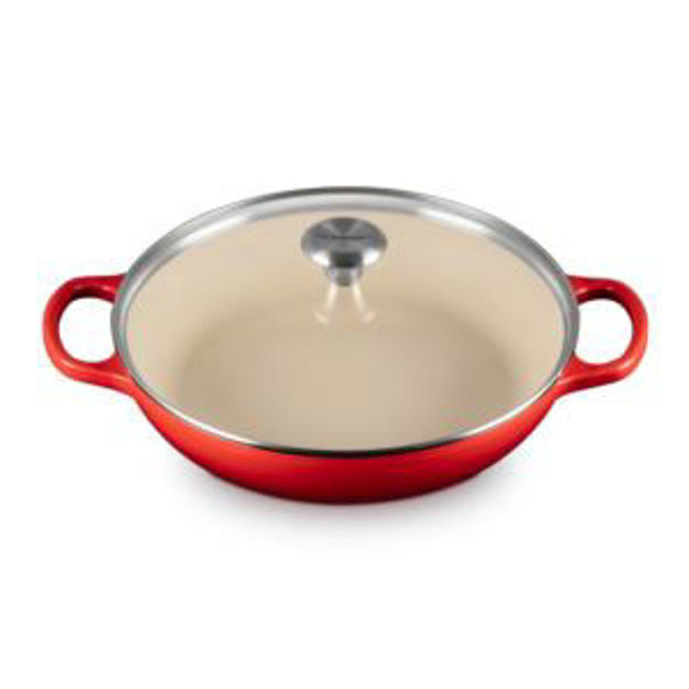 Picture of 3.5qt Signature Cast Iron Braiser w/ Glass Lid Cerise