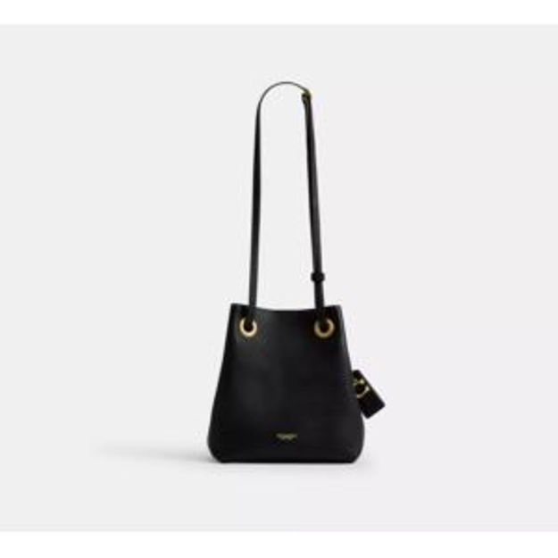 Picture of Jade Leather Drawstring Bag - Black