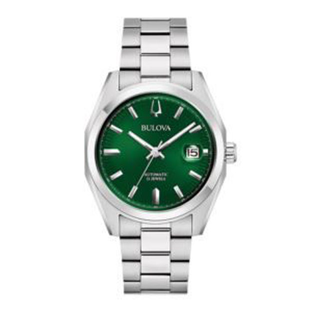 Picture of Men's Classic Surveyor Silver-Tone Stainless Steel Bracelet Watch Green Dial