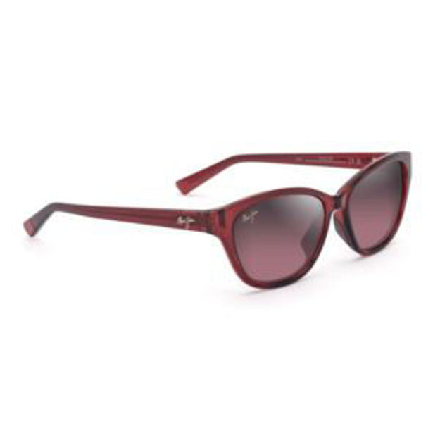 Picture of Punono Polarized Sunglasses Shiny Transparent Burgundy Frame Maui Rose Lens