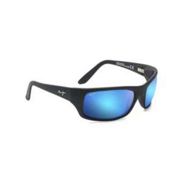 Picture of Peahi Polarized Sunglasses Black Matte Frame Blue Hawaii Lens
