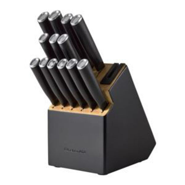 Picture of 14pc Classic Two-Tone Step Self-Sharpening Knife Block Set Black