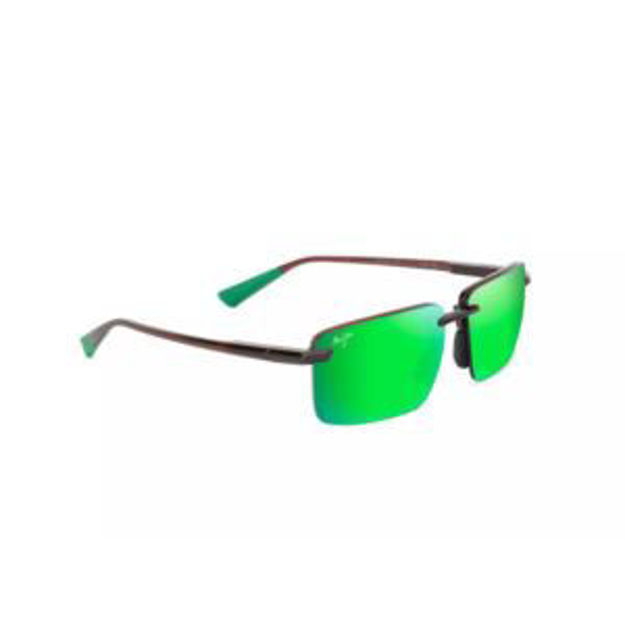 Picture of Laulima Asian Fit Polarized Sunglasses Shiny Brown Frame MAUIGreen Lens