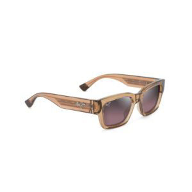Picture of Kenui Polarized Sunglasses Shiny Light Tan Frame Maui Rose Lens