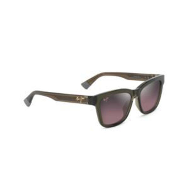 Picture of Hanohano Polarized Sunglasses Shiny Green Frame Maui Rose Lens