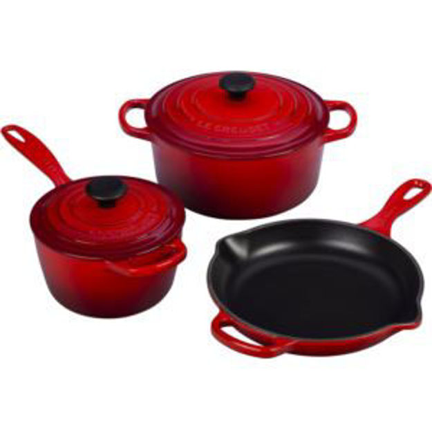 Picture of 5pc Signature Cast Iron Cookware Set - Cerise