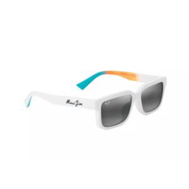 Picture of Hiapo Asian Fit Polarized Sunglasses Matte White Frame Neutral Gray Lens