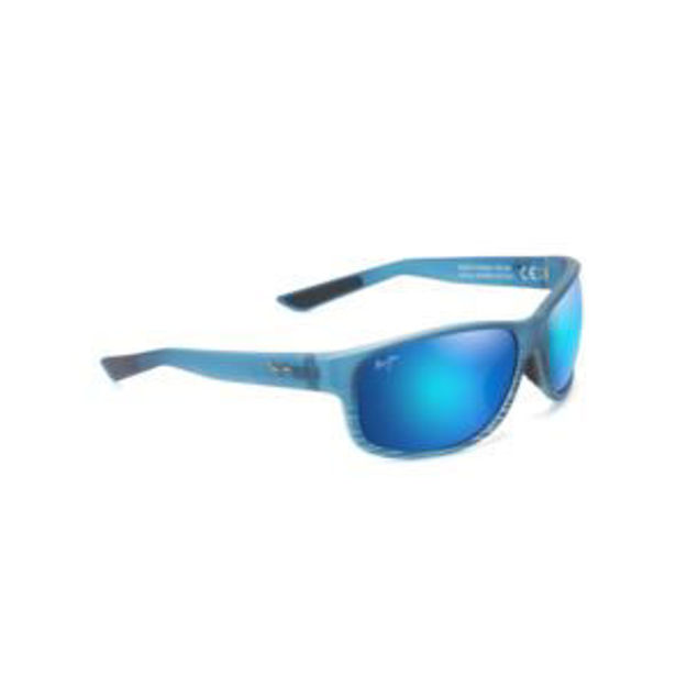 Picture of Kaiwi Channel Polarized Sunglasses Blue Black Stripe Frame Blue Hawaii Lens