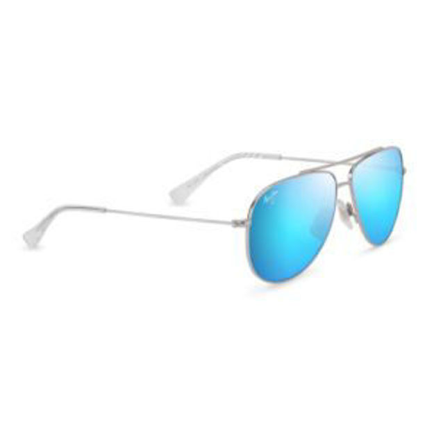 Picture of Hau'oli XS Polarized Sunglasses Shiny Silver & Crystal Frame Blue Hawaii Lens