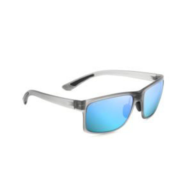 Picture of Pokowai Arch Polarized Sunglasses Matte Gray Frame Blue Hawaii Lens