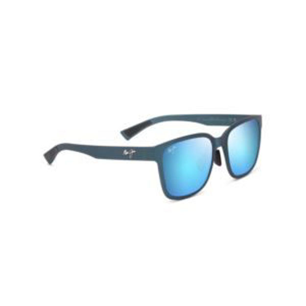 Picture of Paulele Asian Fit Polarized Sunglasses Matte Teal-Blue Frame Blue Hawaii Lens