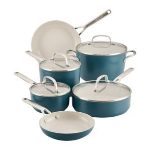 Picture of 10pc Hard Anodized Ceramic Induction Cookware Set Agave Blue