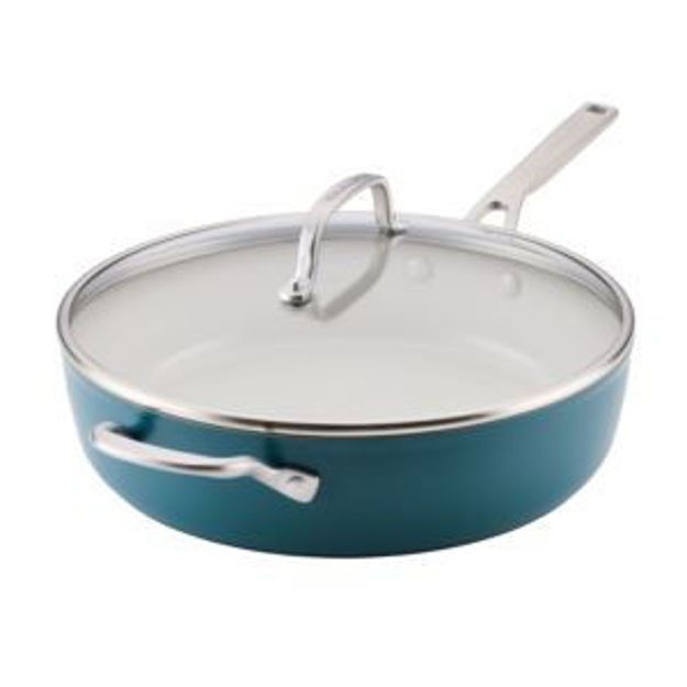 Picture of 5qt Hard Anodized Ceramic Induction Saute Pan w/ Lid & Handle Porcelain White