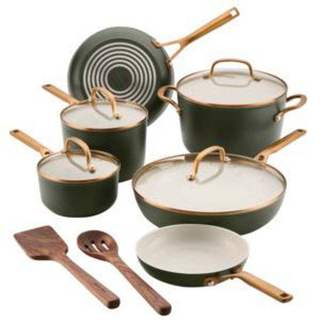 Picture of Design Series 12pc Hard-Anodized Ceramic Induction Cookware Set Evergreen
