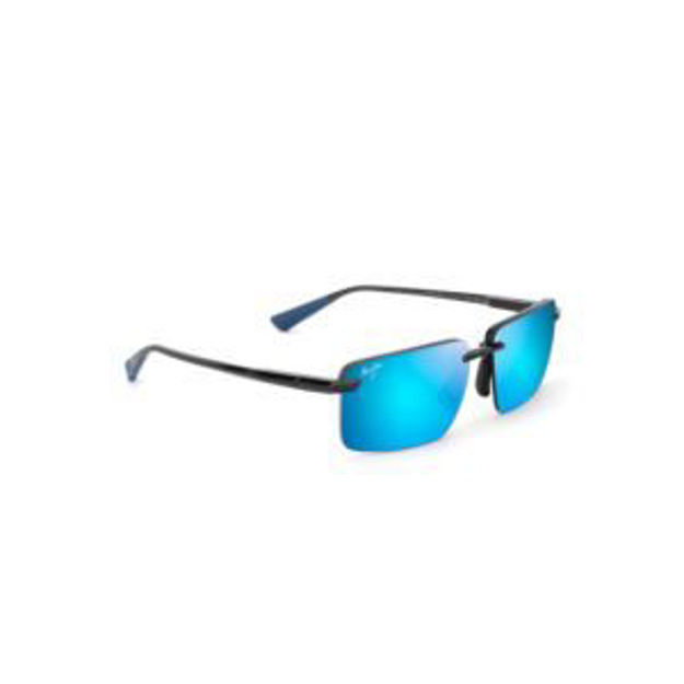 Picture of Laulima Polarized Sunglasses Shiny Dark Gray Frame Blue Hawaii Lens