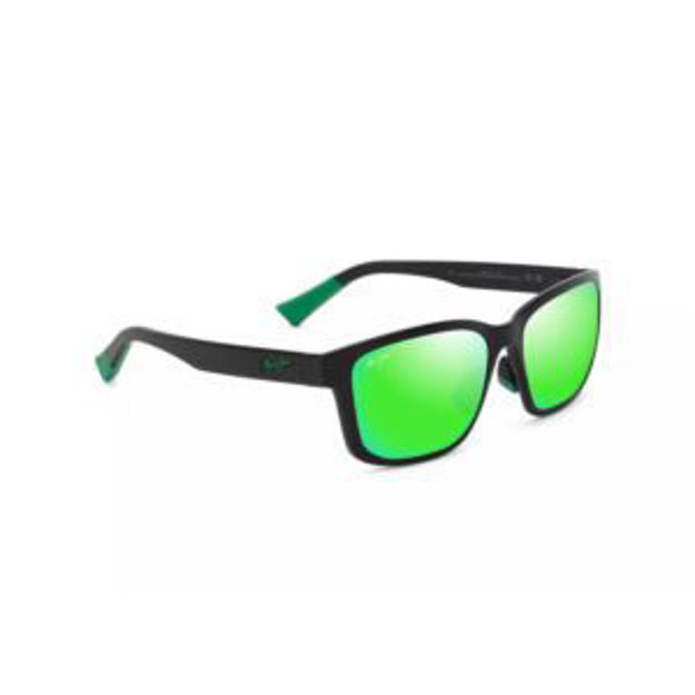 Picture of Lehiwa Asian Fit Polarized Sunglasses Matte Black Frame MAUIGreen Lens