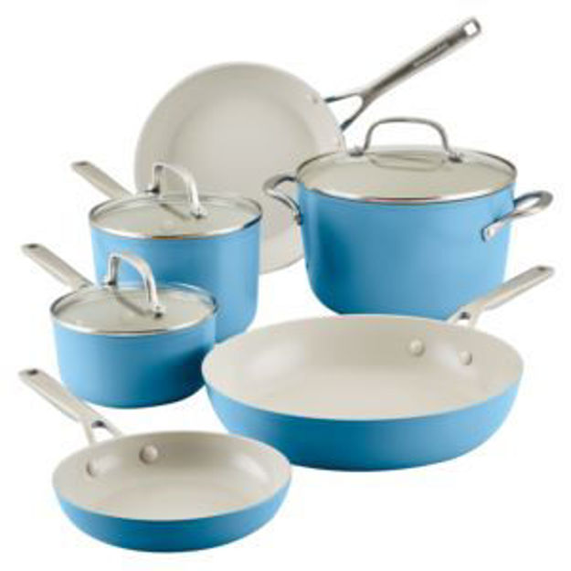 Picture of 9pc Hard Anodized Ceramic Nonstick Cookware Set Blue Velvet