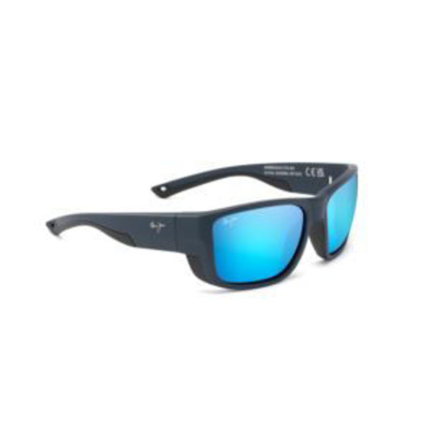 Picture of Amberjack Polarized Sunglasses Matte Dark Navy Frame Blue Hawaii Lens