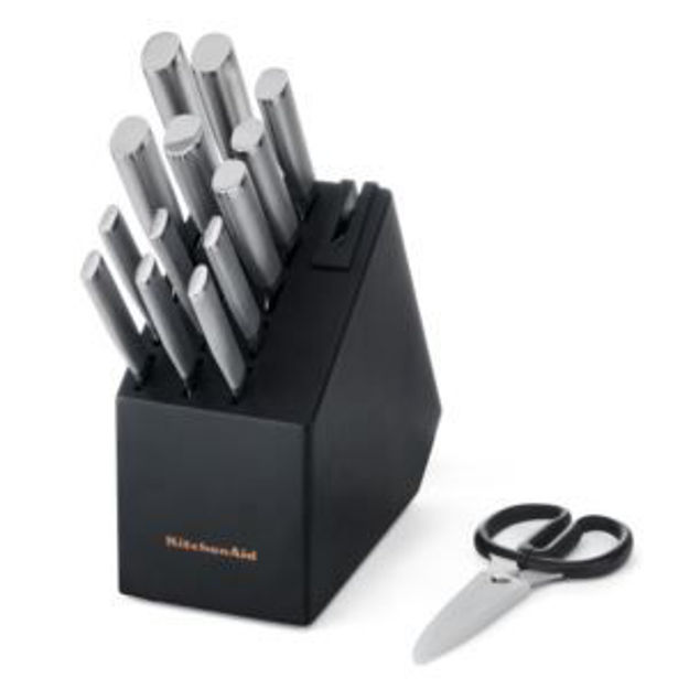 Picture of 15pc Forged Self-Sharpening SS Knife Block Set Black