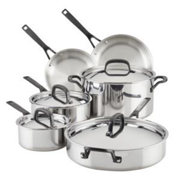 Picture of 10pc Stainless Steel 5-Ply Clad Cookware Set