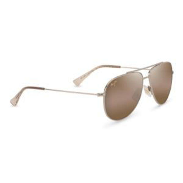 Picture of Hau'oli XS Polarized Sunglasses Shiny Light Gold & Brown Frame HCL Bronze Lens