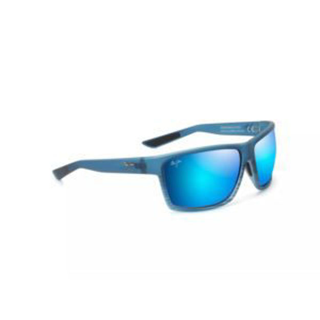 Picture of Alenuihaha Polarized Sunglasses Blue Black Stripe Frame Blue Hawaii Lens