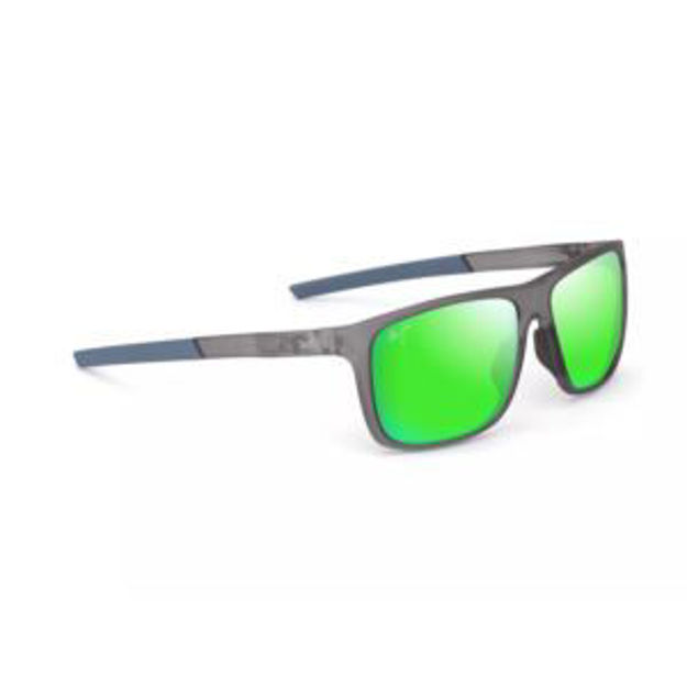 Picture of Lehopulu Polarized Sunglasses Matte Transparent Gray Frame MAUIGreen Lens