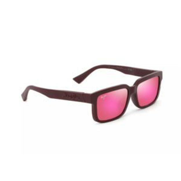 Picture of Hiapo Asian Fit Polarized Sunglasses Matte Burgundy Frame Maui Sunrise Lens