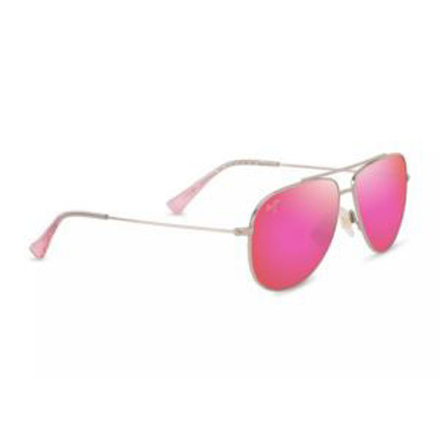 Picture of Hau'oli XS Polarized Sunglasses Shiny Lt Gold & Fuchsia Frame MAUI Sunrise Lens