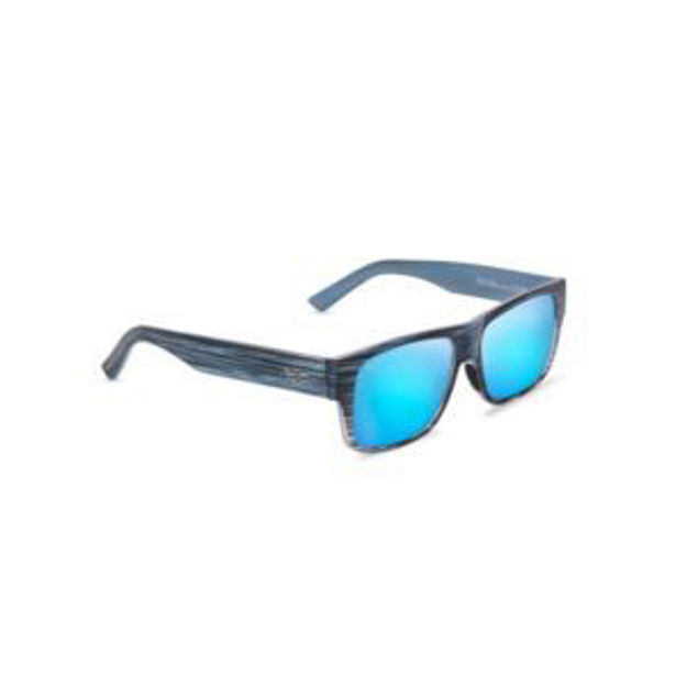 Picture of Keahi Polarized Sunglasses Blue Stripe Frame Blue Hawaii Lens