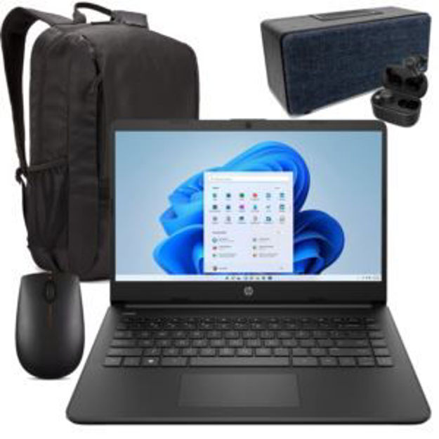 Picture of 14" Notebook with wireless mouse, backpack, wireless earbuds and Bluetooth speaker