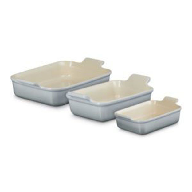 Picture of 3pc Heritage Stoneware Rectangular Baking Dish Set French Gray